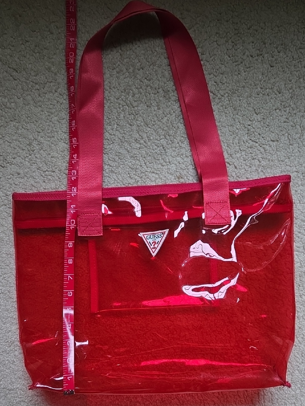 Guess Red Clear Tote - Picture 8 of 9